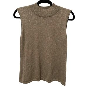 Investments Women’s Gold Metallic Shimmer Dressy Tank, Size Large